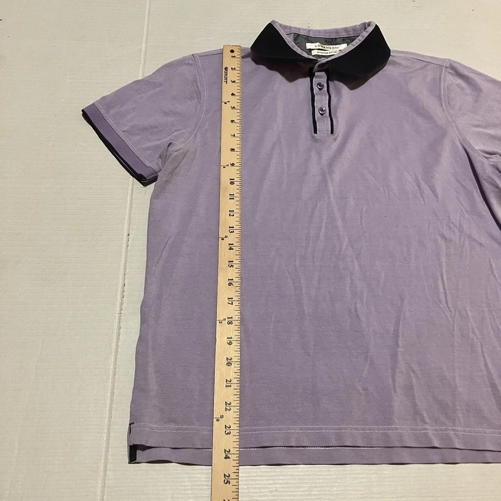 Lorenzoni Golf Polo Shirt Size Large Men Extra Fine‎ Cotton Purple Made In Italy